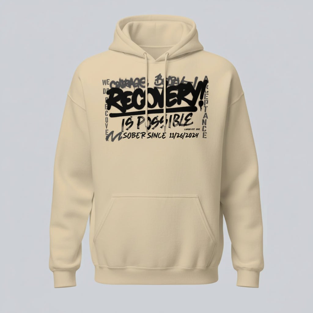 Recovery Is Possible Hoodie with Date Recovery Hoodie featuring the design (view 41)