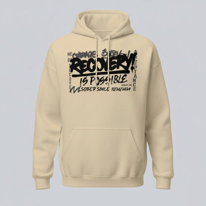 Recovery Is Possible Hoodie with Date Recovery Hoodie featuring the design (view 41)