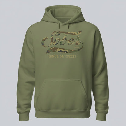 Sober Since Camo Recovery Hoodie flat lay styled image (view 13)