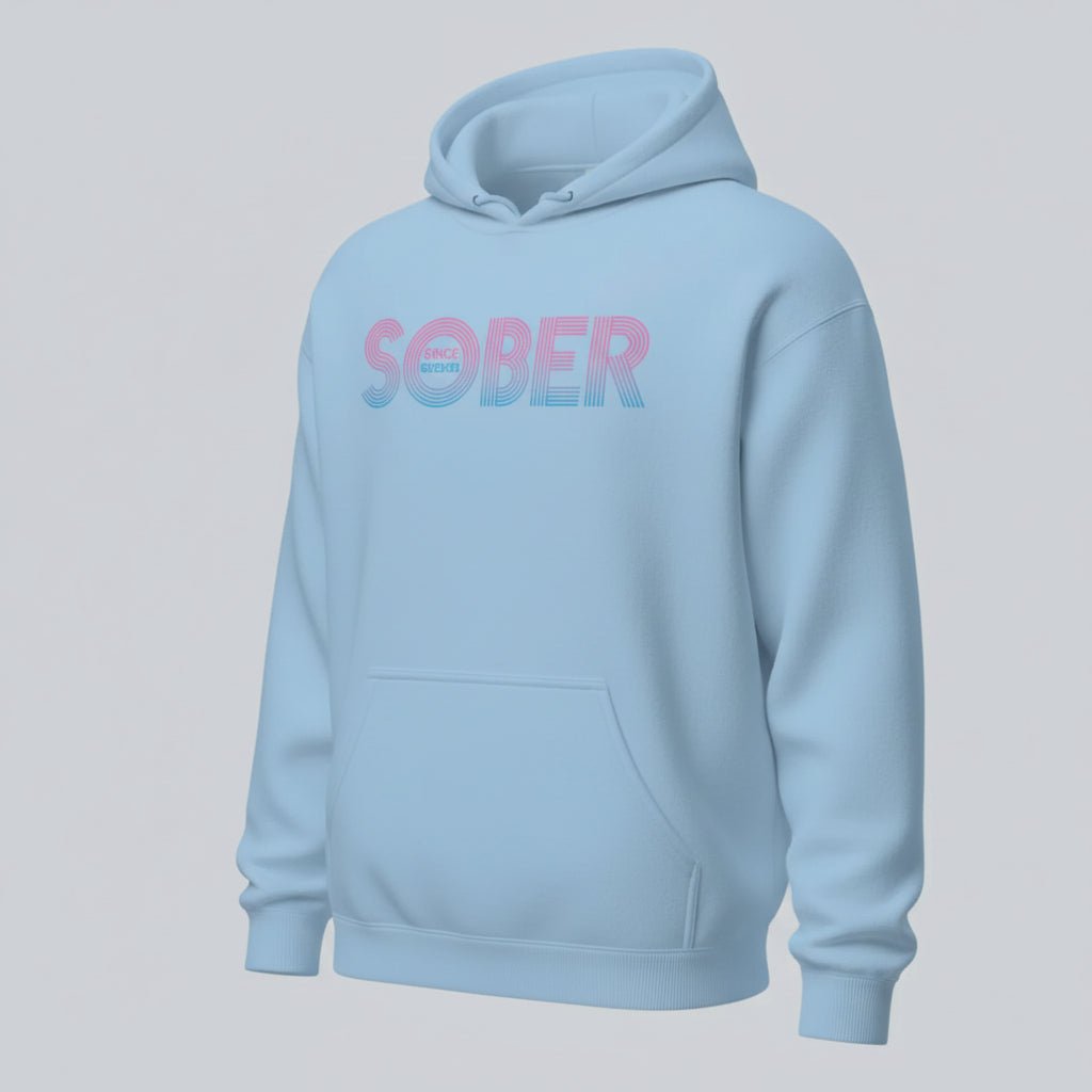 Retro Sobriety Date Recovery Hoodie flat lay styled image (view 23)