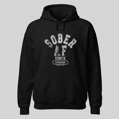 Sober AF Since Recovery Hoodie lifestyle view (view 5)