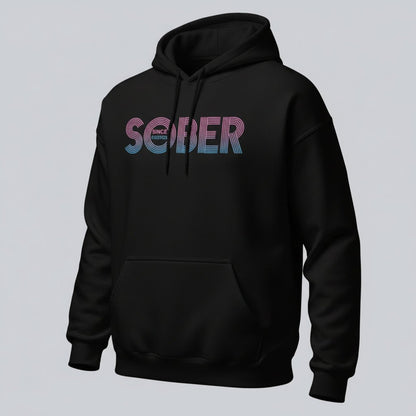 Retro Sobriety Date Recovery Hoodie graphic detail (view 4)