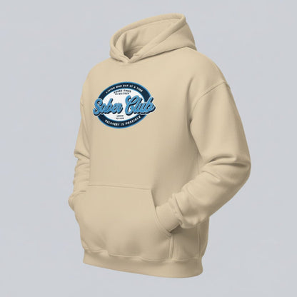 Sober Club Badge Recovery Hoodie fit detail (view 9)