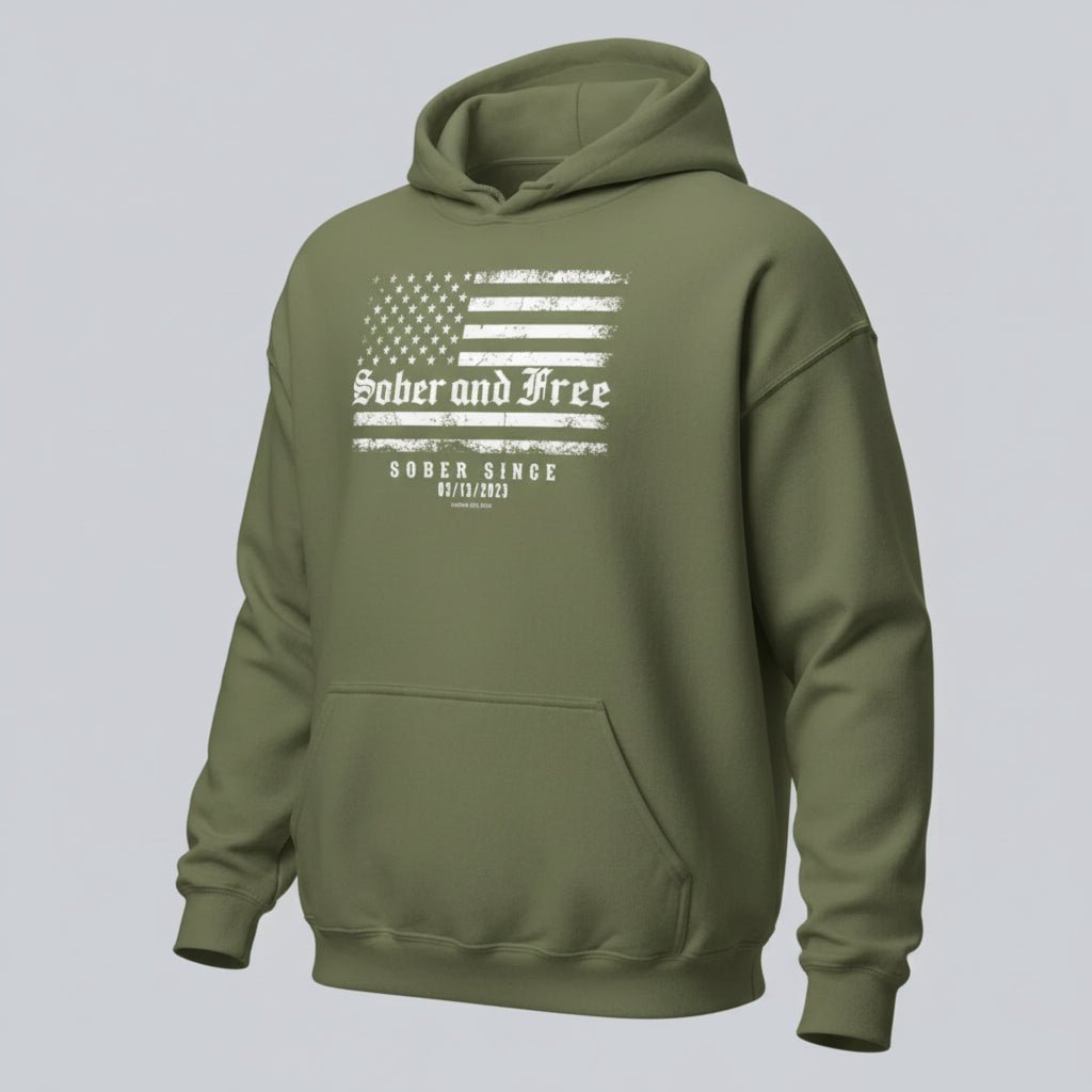 Sober and Free Custom Sobriety Date Recovery Hoodie product photo (view 20)
