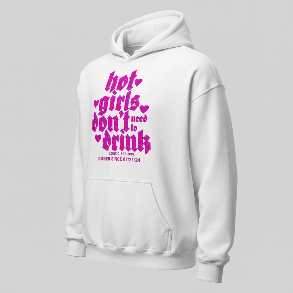 Hot Girls Don't Drink Recovery Hoodie graphic detail (view 4)