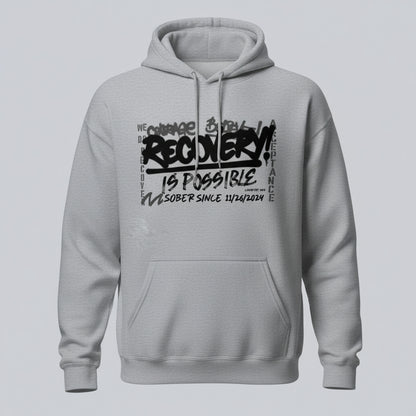 Recovery Is Possible Hoodie with Date Recovery Hoodie side view (view 36)