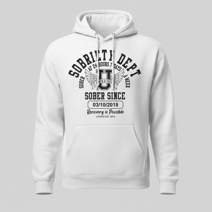 Sobriety Dept Recovery Hoodie fit detail (view 19)