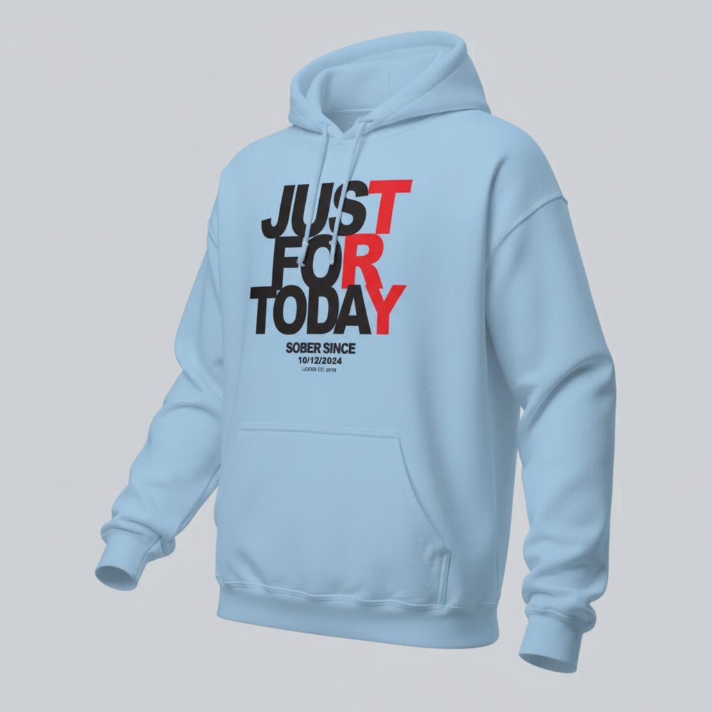 Just For Today Women's Custom Sobriety Date Recovery Hoodie graphic detail (view 24)