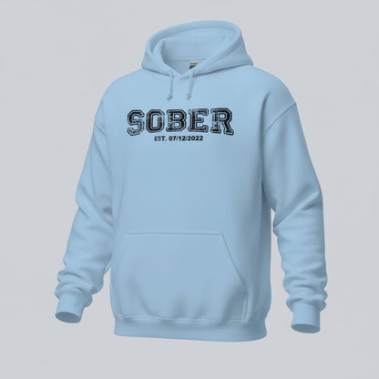 Sober Collegiate Hoodie W Personalize Sobriety Date Recovery Hoodie fit detail (view 19)