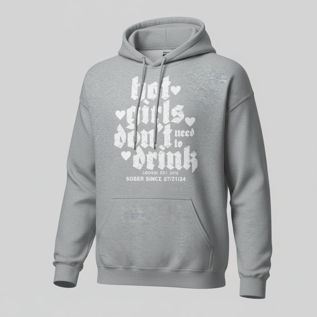 Hot Girls Don't Drink Recovery Hoodie flat lay styled image (view 23)