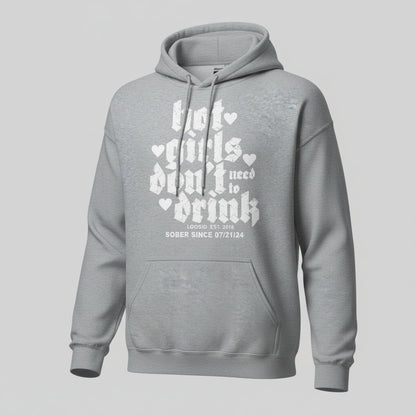 Hot Girls Don't Drink Recovery Hoodie flat lay styled image (view 23)