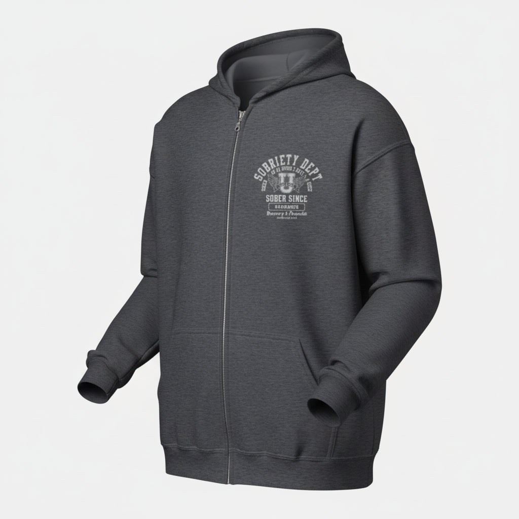 Sobriety Dept 24 7 Zip Recovery Hoodie graphic detail (view 14)