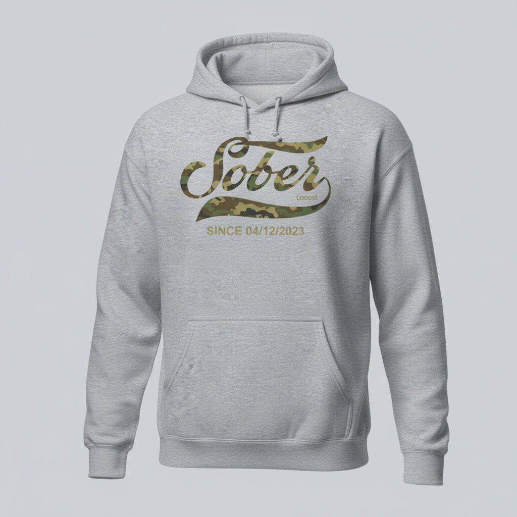 Sober Since Camo Recovery Hoodie packaging detail (view 18)