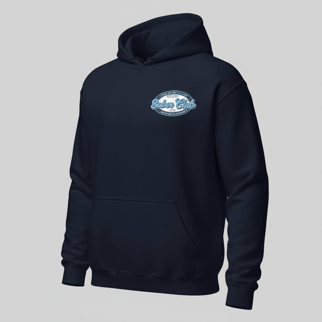 Sober Club Badge Recovery Hoodie fit detail (view 9)