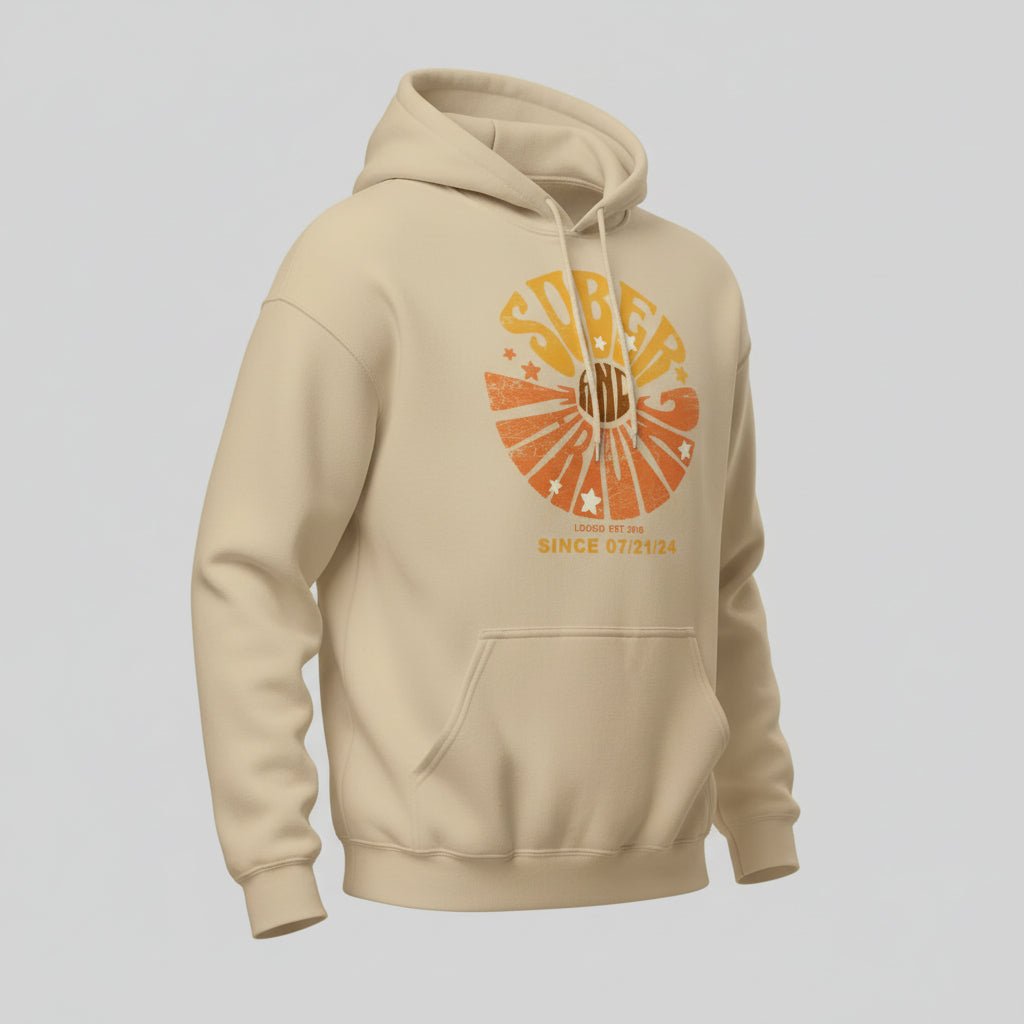 Sober & Thriving Recovery Hoodie lifestyle view (view 35)