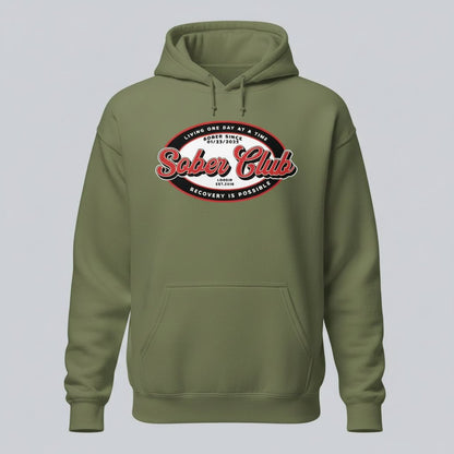 Sober Club Badge Recovery Hoodie graphic detail (view 24)