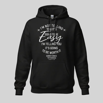 I'm Not Telling Custom Sobriety Date Recovery Hoodie graphic detail (view 4)