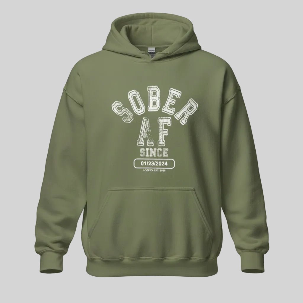 Sober AF Since Recovery Hoodie lifestyle view (view 25)