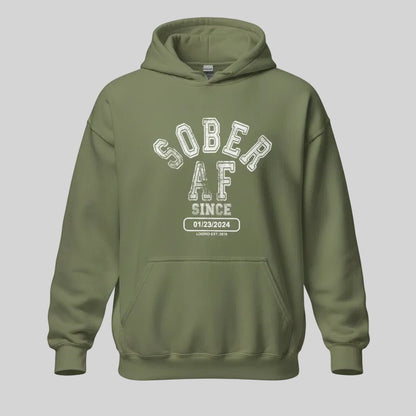 Sober AF Since Recovery Hoodie lifestyle view (view 25)