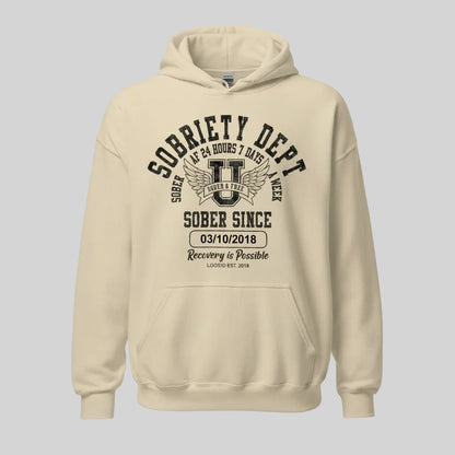 Sobriety Dept Recovery Hoodie back view (view 27)