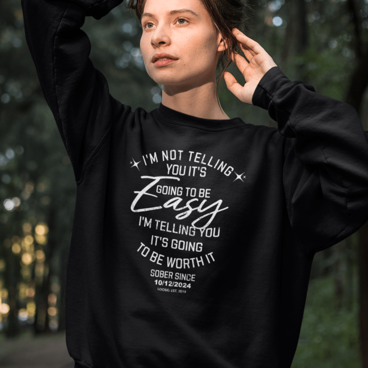 Loosid I'm Not Telling Sobriety Recovery Hoodie featuring the design