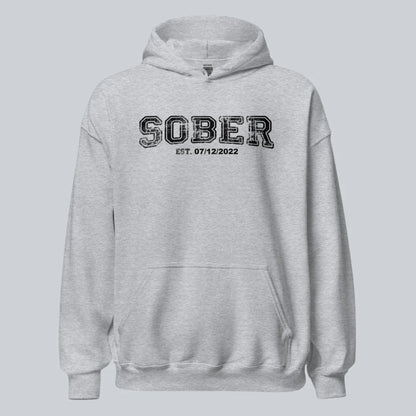 Sober Collegiate Hoodie W Personalize Sobriety Date Recovery Hoodie product photo (view 30)
