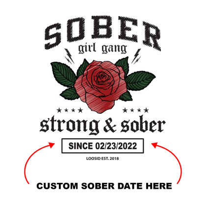 SOBER Girl Gang Strong & Sober Recovery Hoodie flat lay styled image (view 3)