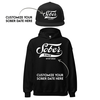 Sober Since Recovery Hoodie close-up view (view 2)