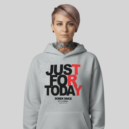 Just For Today Custom Sobriety Date Recovery Hoodie product photo (view 30)