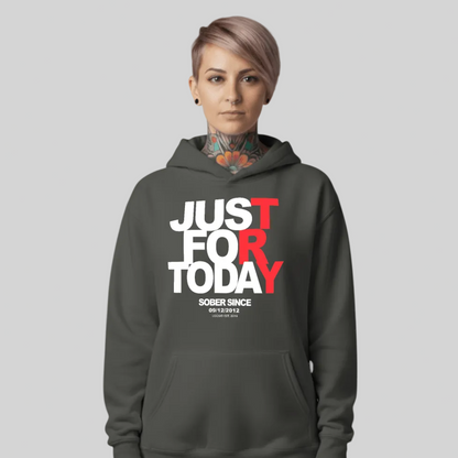Just For Today Custom Sobriety Date Recovery Hoodie lifestyle view (view 15)