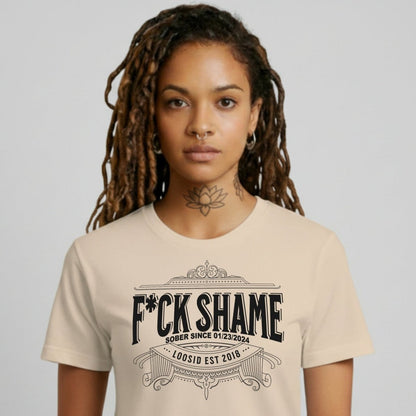 F*ck Shame Sober T Shirt side view (view 16)