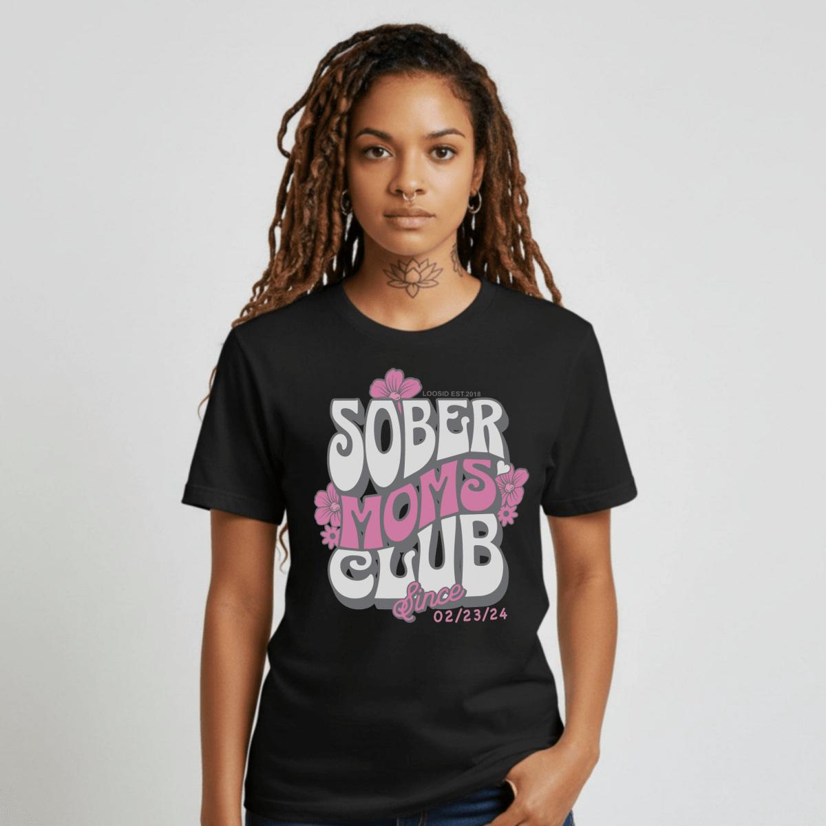 Sober Moms Sober T Shirt flat lay styled image (view 3)