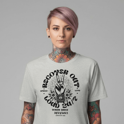 Recover Out Loud Sober T Shirt close-up view (view 12)
