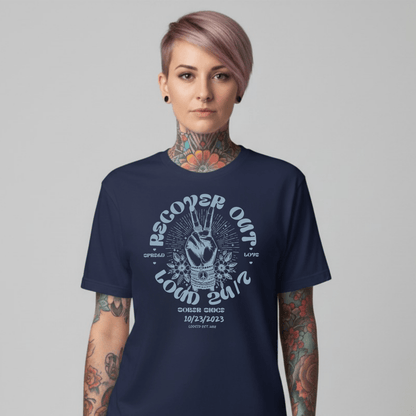 Recover Out Loud Sober T Shirt graphic detail (view 24)