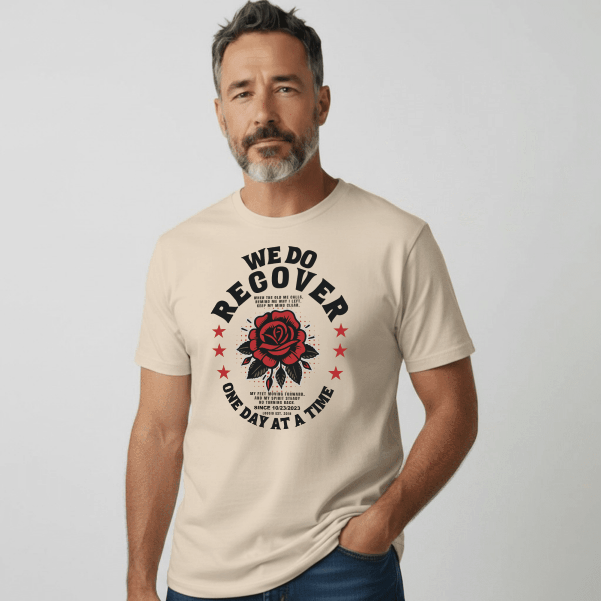 We Do Recover Sober T Shirt side view (view 16)