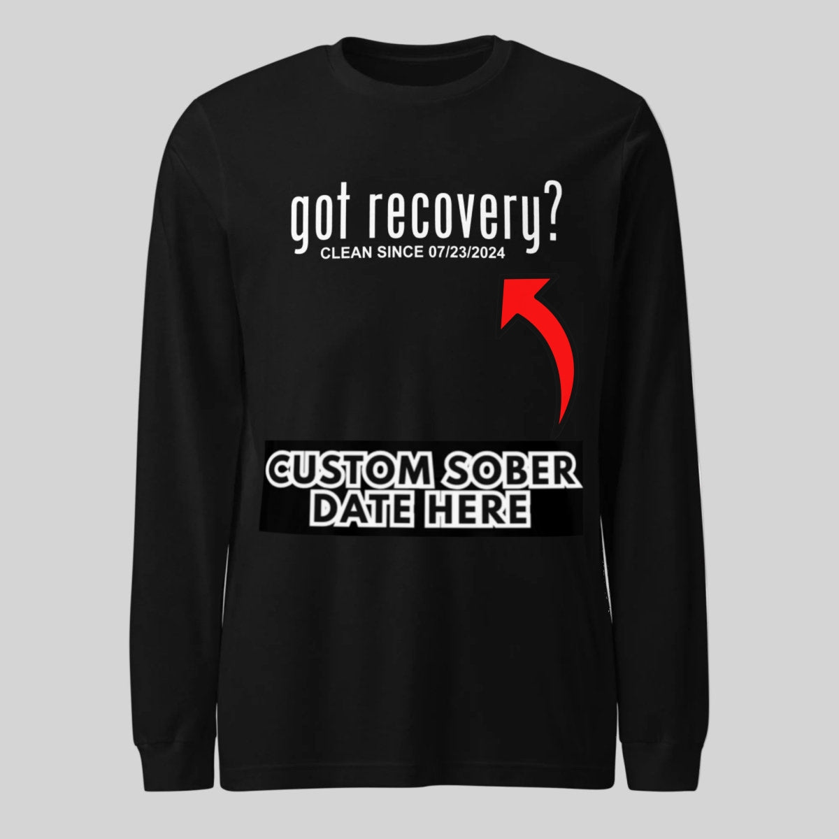 Long Sleeve Clean Sober T Shirt graphic detail (view 4)