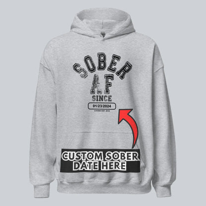 Sober AF Since Recovery Hoodie close-up view (view 22)