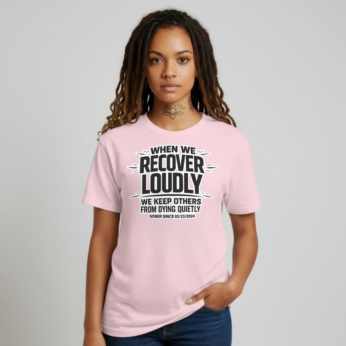 We Do Recover Sober T Shirt close-up view (view 22)