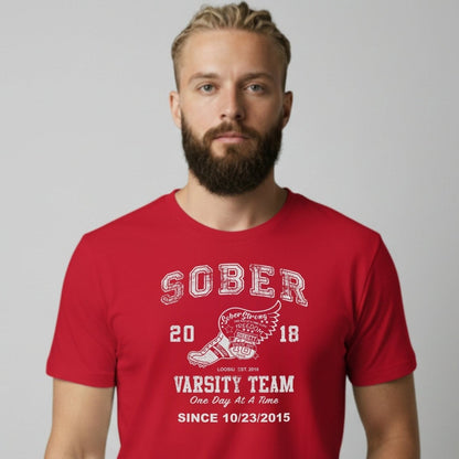 Sober Varsity Sober T Shirt lifestyle view (view 15)