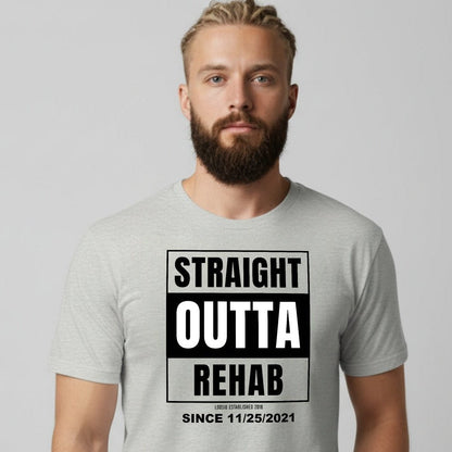 Straight Outta Rehab Sober T Shirt close-up view (view 12)