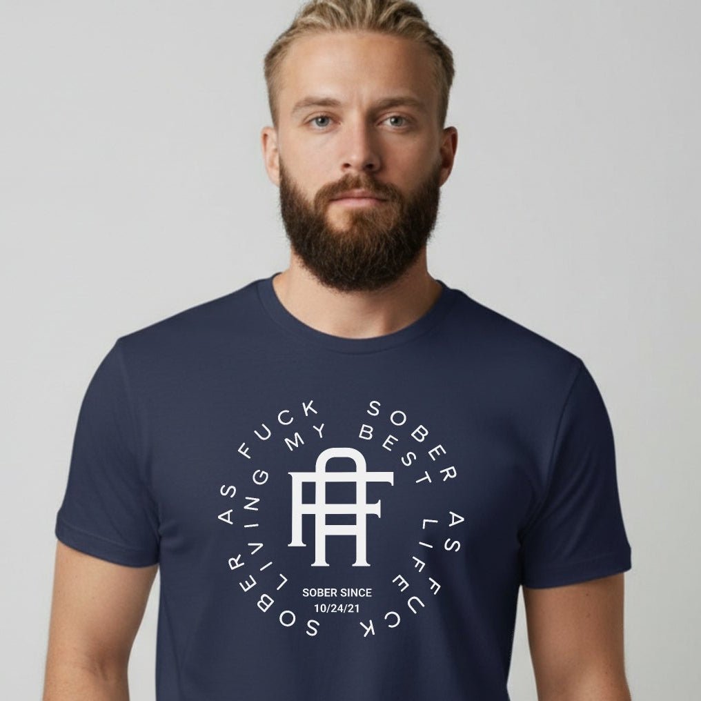 Living My Best Life Sober T Shirt fit detail (view 9)