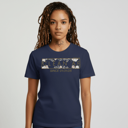 Clean AF Flower Sober T Shirt back view (view 7)