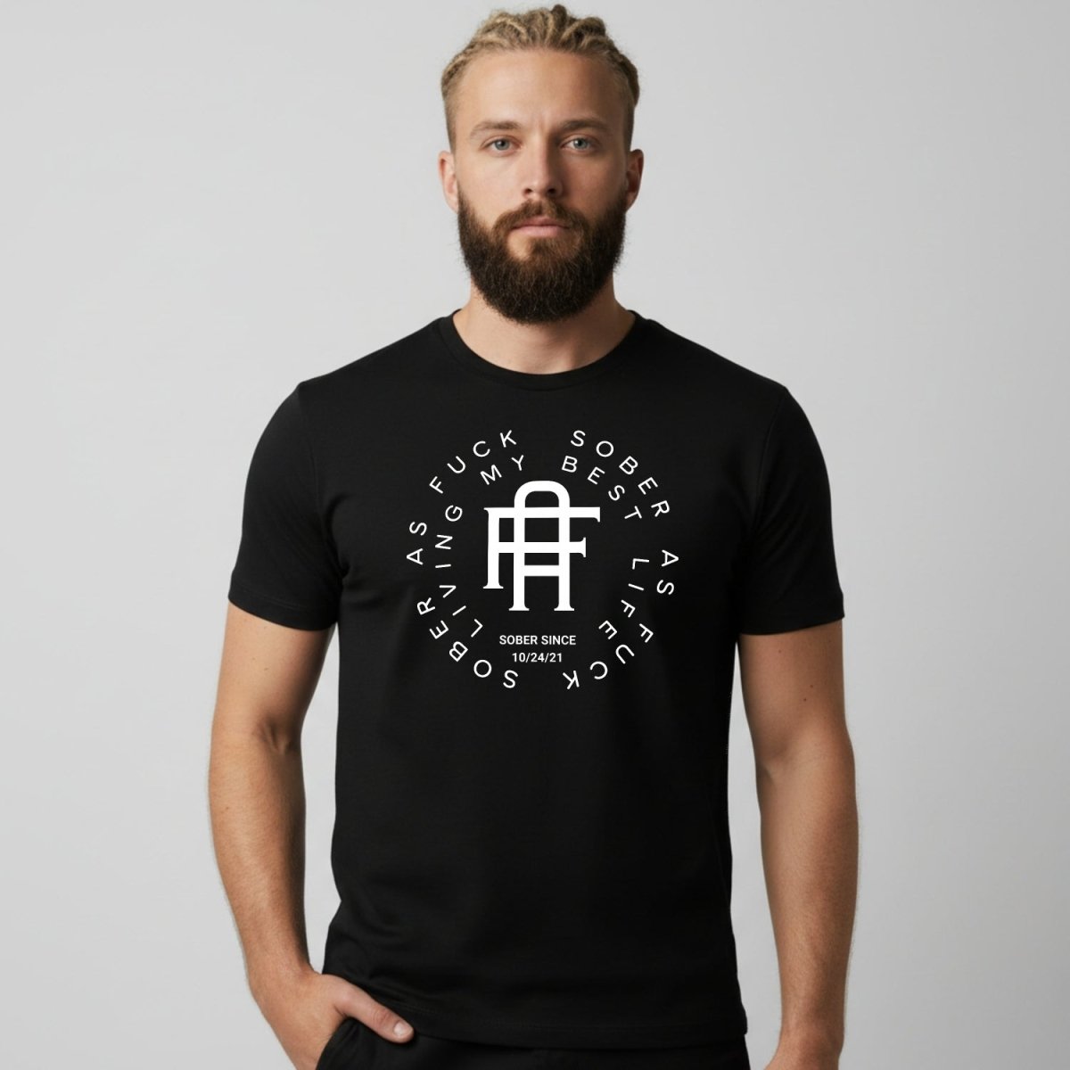 Living My Best Life Sober T Shirt back view (view 7)