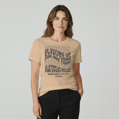 Addiction is Giving up Sober T Shirt packaging detail (view 18)