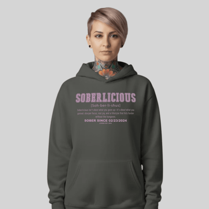 Soberlicious Definition Hoodie w Custom Sobriety Date Recovery Hoodie lifestyle view (view 25)