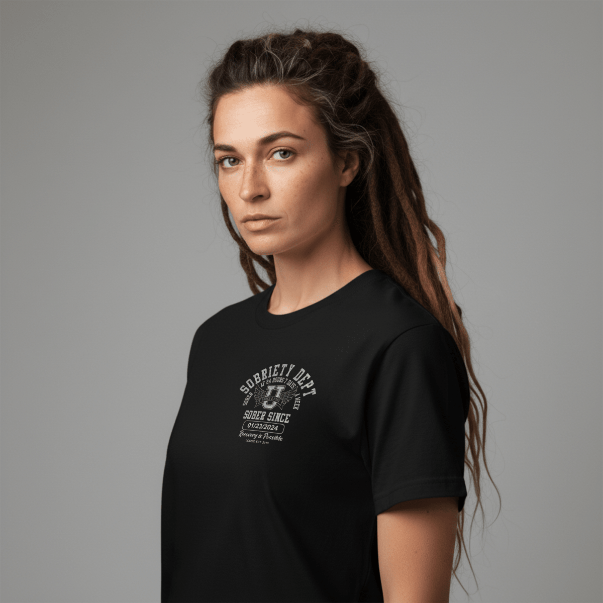 Sobriety Dept 24 7 Sober T Shirt side view (view 6)