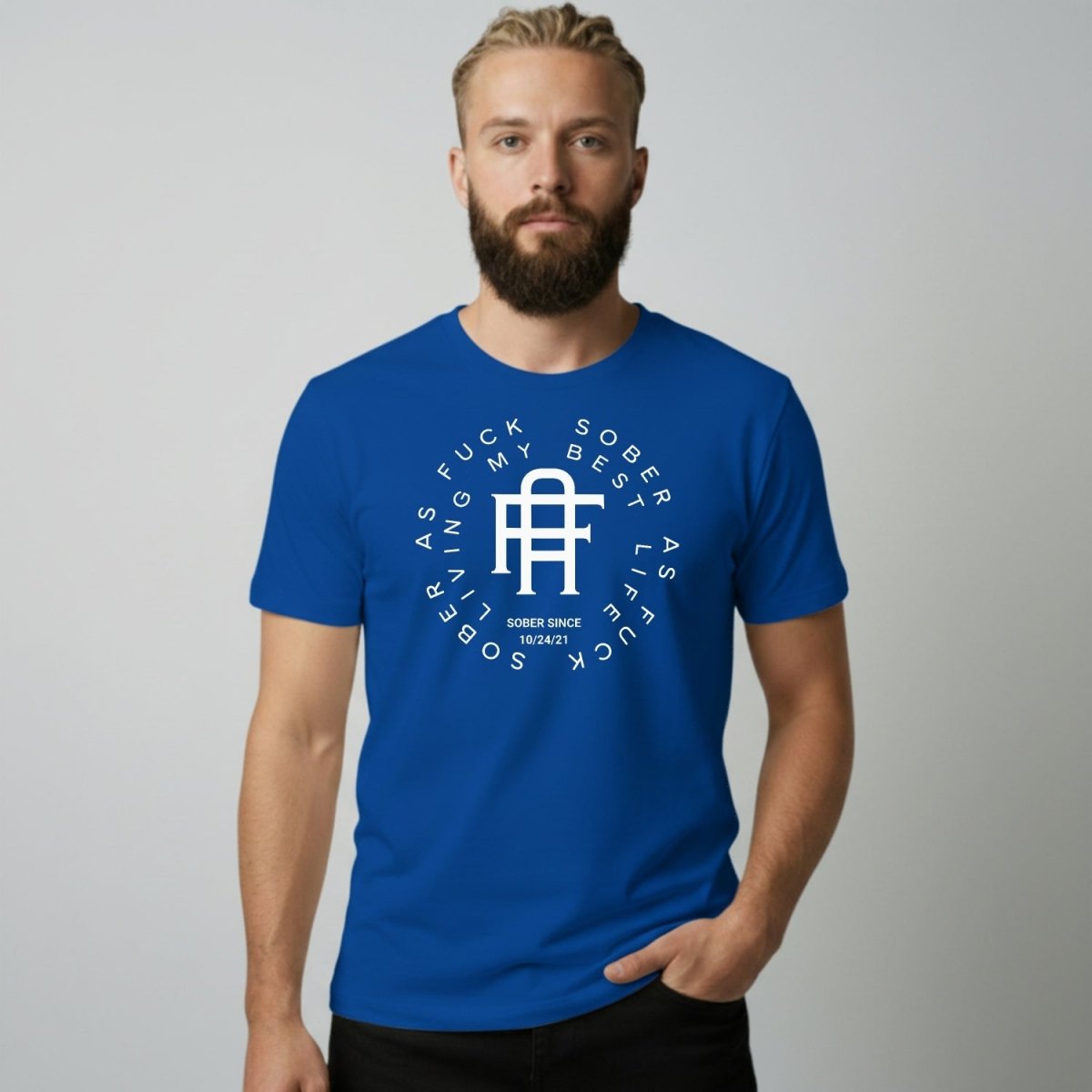 Living My Best Life Sober T Shirt flat lay styled image (view 13)