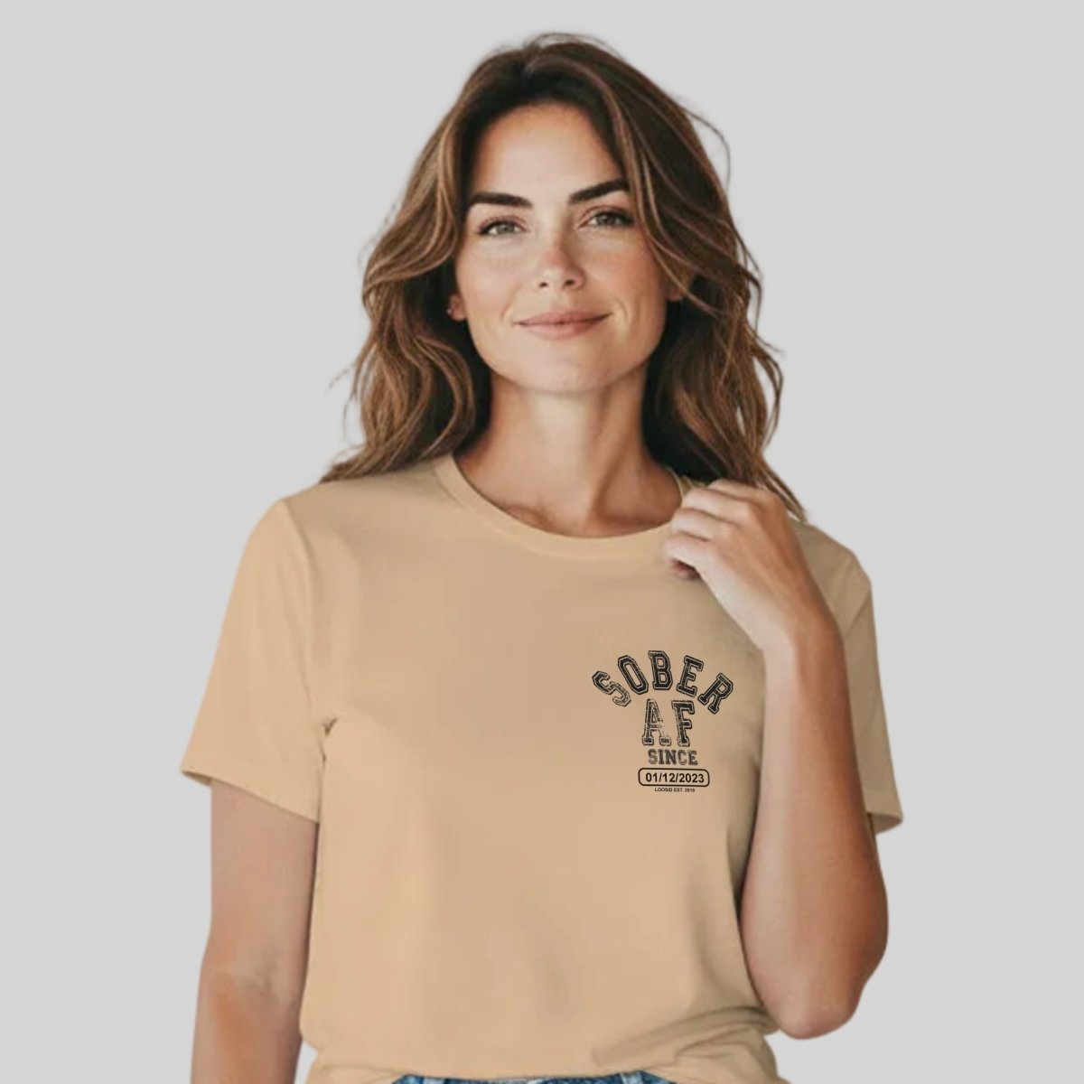Sober AF Sober T Shirt flat lay styled image (view 13)