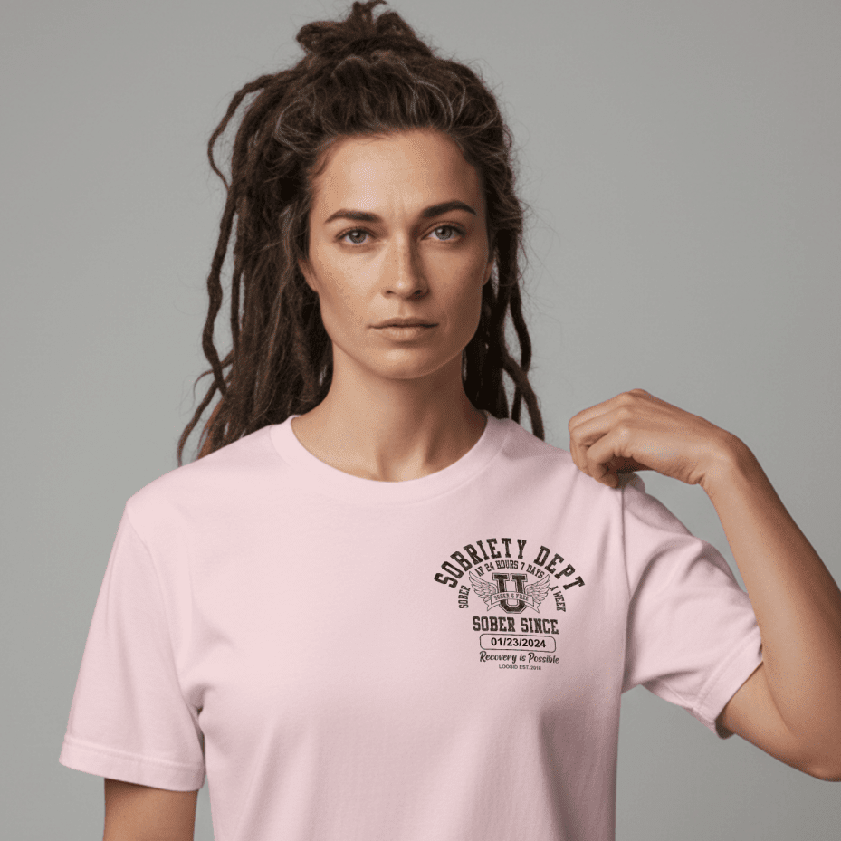 Loosid Sobriety Dept 24 7 Sober T Shirt featuring the design