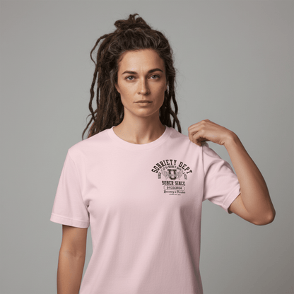 Sobriety Dept 24 7 Sober T Shirt graphic detail (view 4)